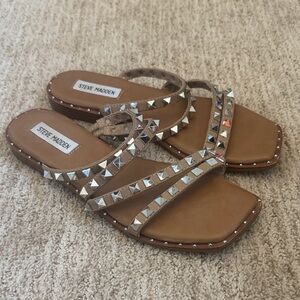Steve Madden Brown Sandals with Silver Studs